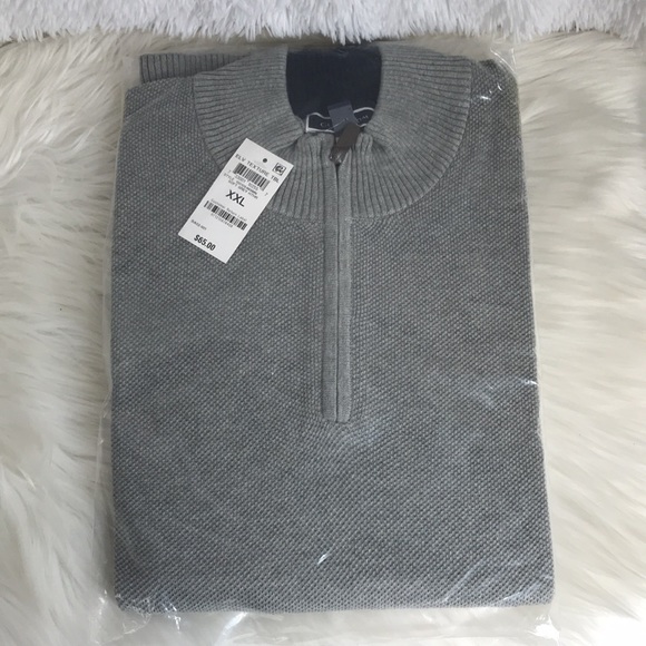 CLUB ROOM Grey Textured Quarter Zip Pullover Sweat - Picture 5 of 11